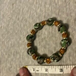 Green and Gold Beaded with camouflage Bracelet.